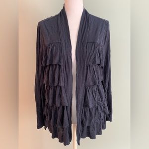 Ruffled front knit cardigan